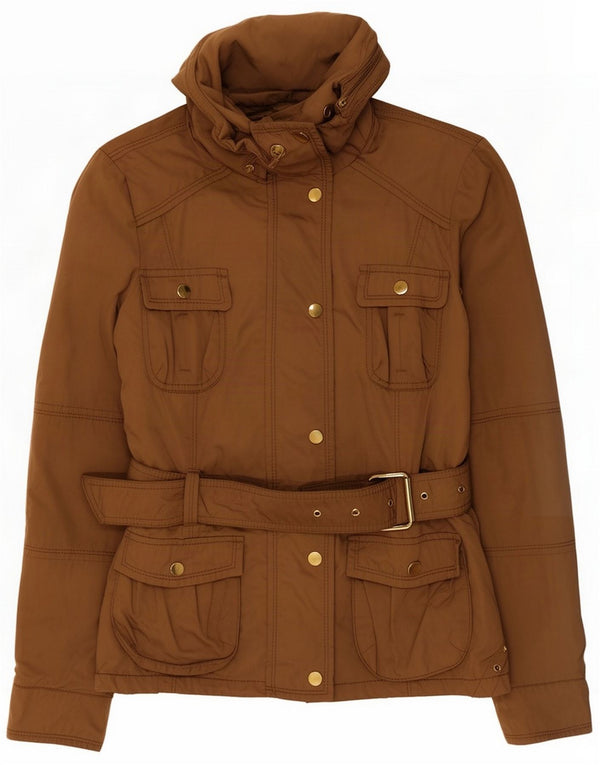 Chaqueta utilitaria con capucha vintage para mujer UK 12 Marrón medio