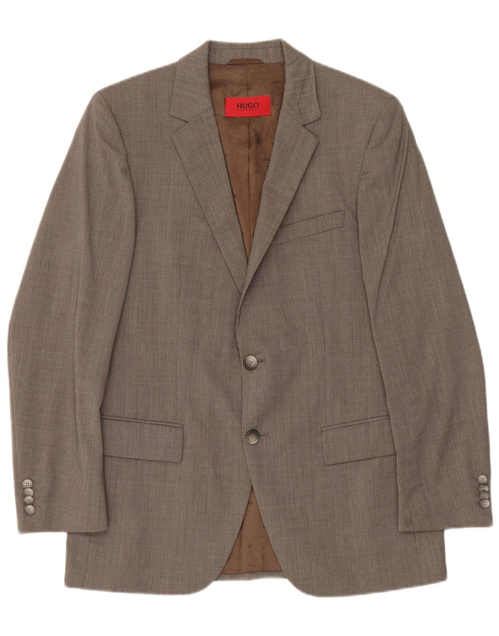 Hugo Boss Chaqueta tipo blazer de 2 botones para hombre UK 48 Lana virgen gris medio