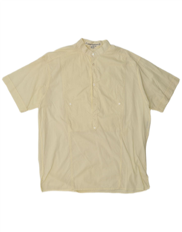 Umberto Ginocchietti Camisa tipo jersey de manga corta para hombre IT 52 Large Amarillo