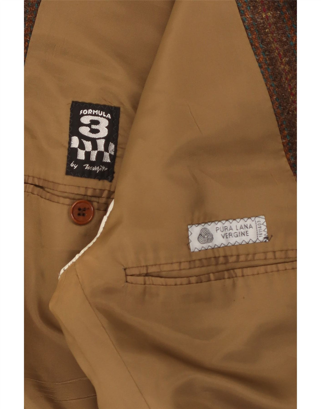 Marzotto Chaqueta tipo blazer de 2 botones para hombre UK 36 Small Brown Stripes Virgin Wool