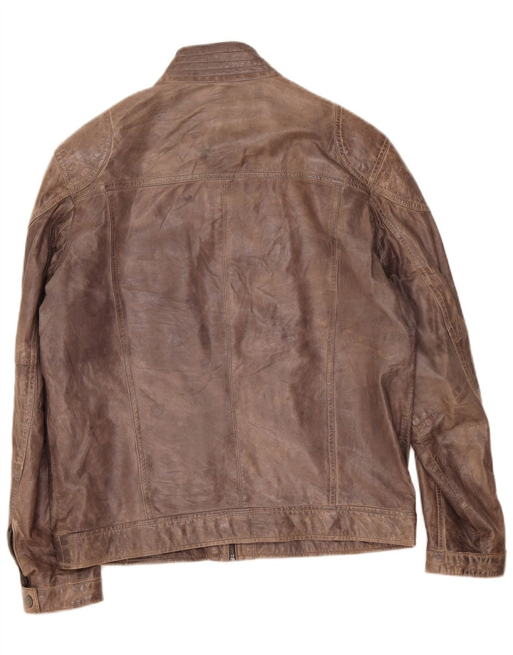 Engbers Chaqueta de cuero para hombre IT 48 Gris medio