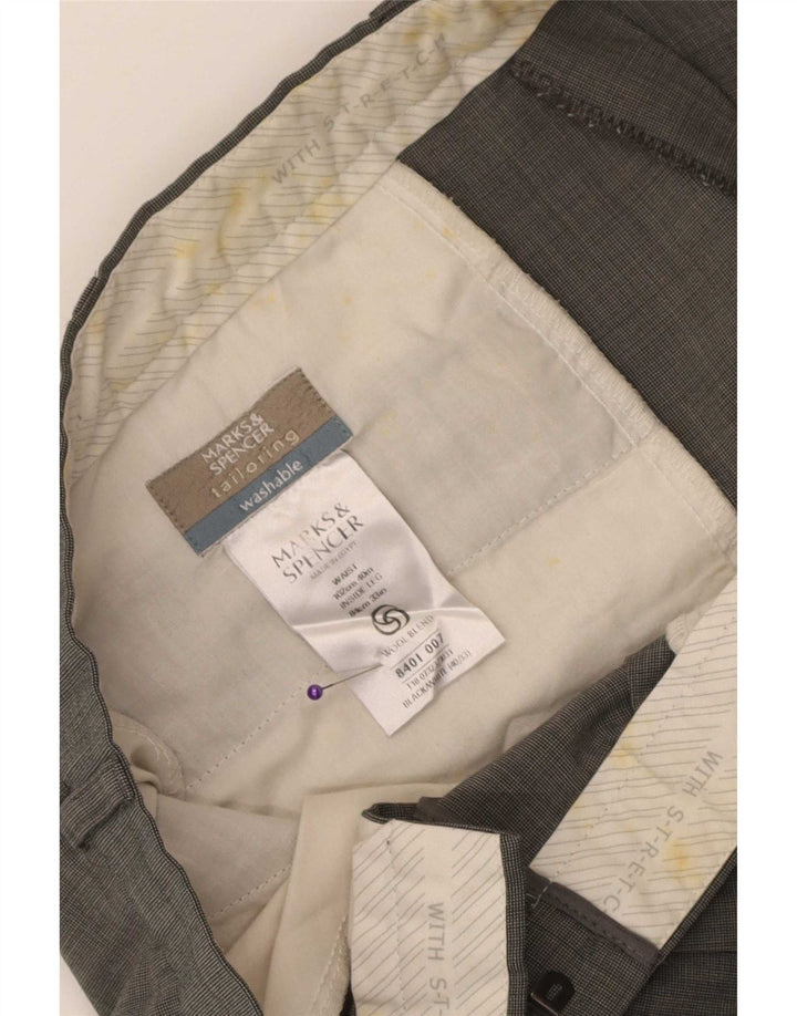 Marks & Spencer Pantalón de traje con pinzas para hombre W40 L33 Poliéster negro
