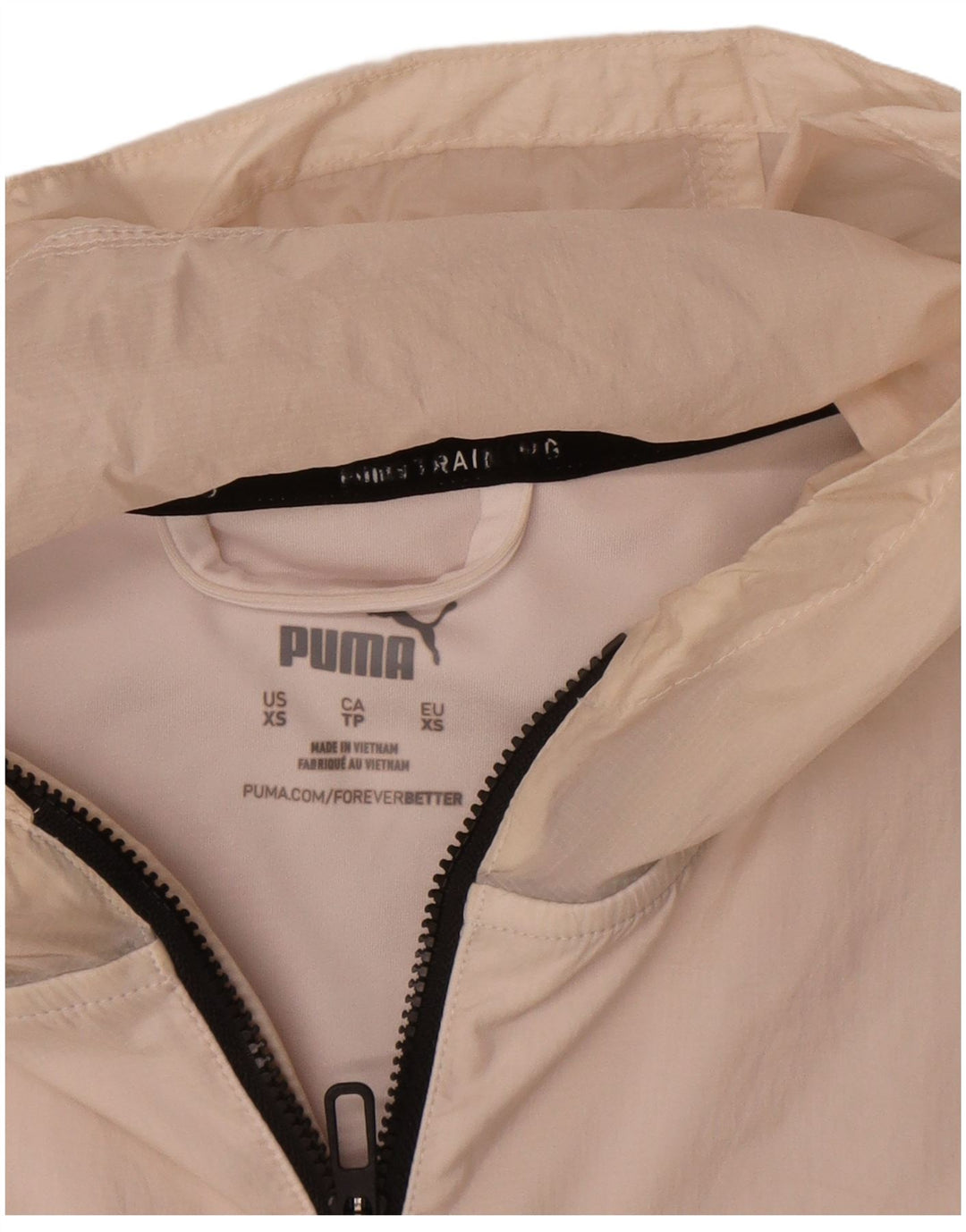 Puma Chaqueta impermeable extragrande con capucha para mujer UK 6 XS Off White Nylon
