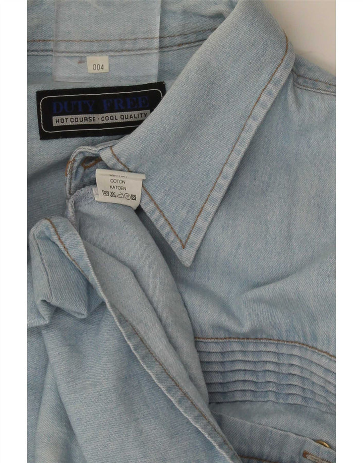 Camisa vaquera de manga corta para hombre Duty Free Algodón azul grande