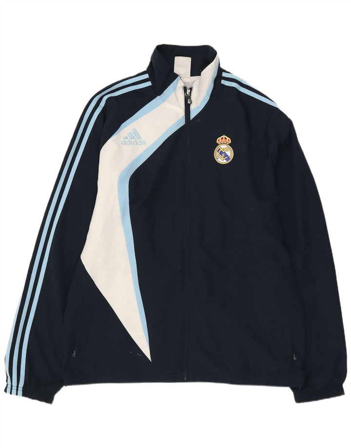 ADIDAS Chaqueta impermeable del Real Madrid para hombre Reino Unido 40/42 Medium Azul marino Colorblock