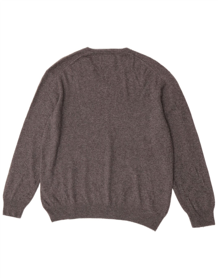 Marks & Spencer - Jersey para hombre con cuello en V, color azul, talla XL, lana gris