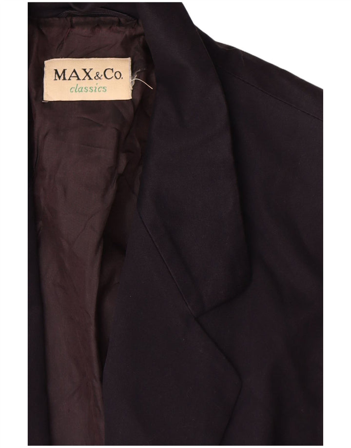 Max & Co. Chaqueta tipo blazer de 2 botones para mujer, Reino Unido 42, algodón azul marino mediano