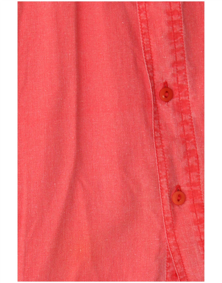Vintage hombres relajado ajuste camisa grande algodón rosa