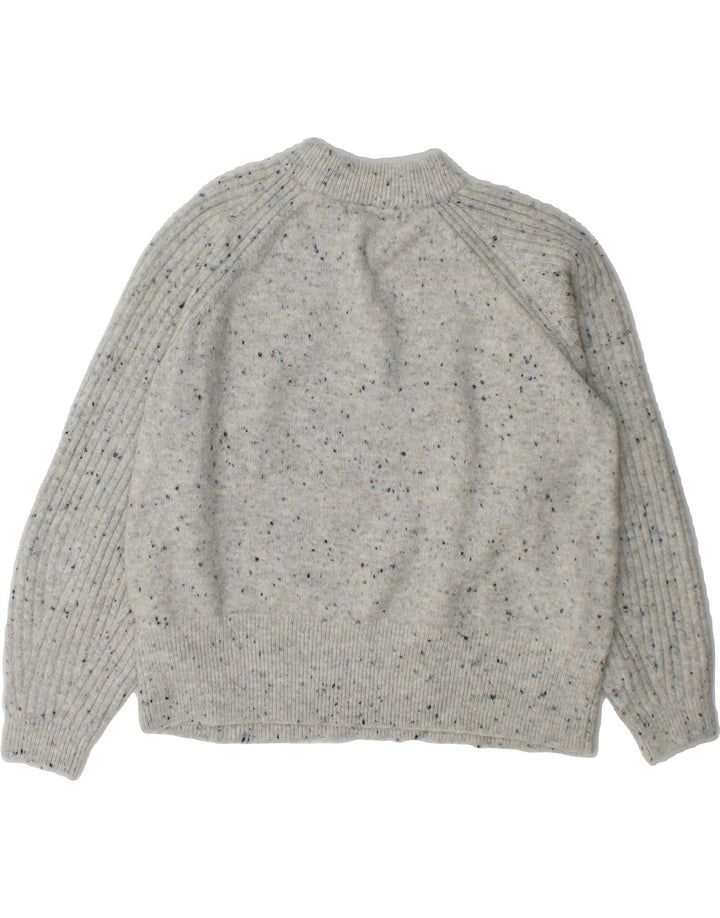 MARKS & SPENCER Womens Crop Crew Neck Jumper Sweater UK 14 Medium Grey Vintage Marks & Spencer and Second-Hand Marks & Spencer from Messina Hembry 