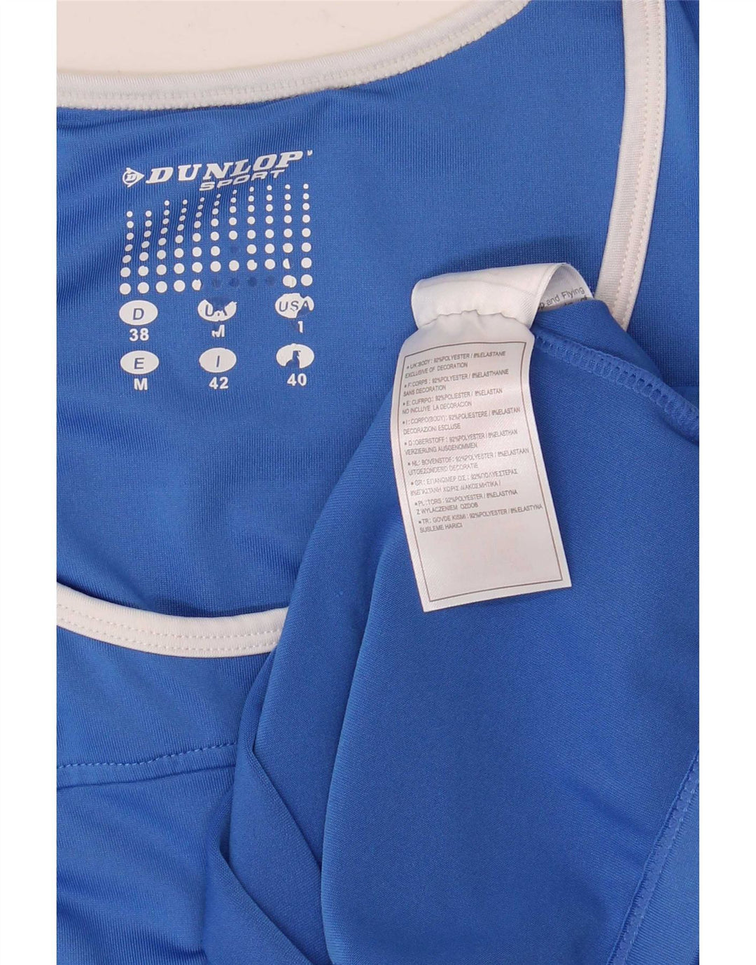 Dunlop Camiseta sin mangas para mujer UK 40 Azul medio Poliéster con bloques de color