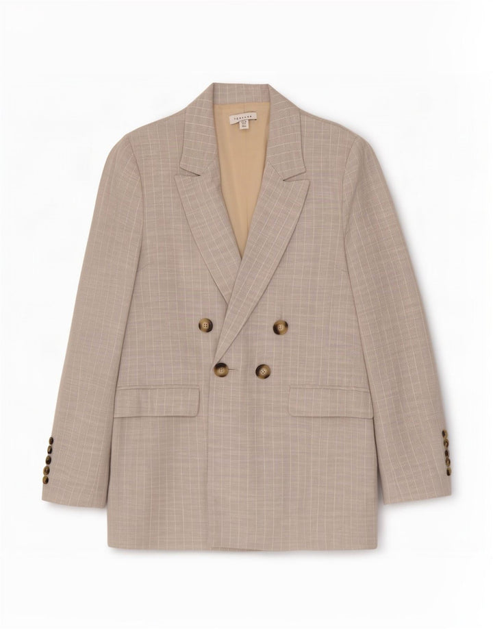 Topshop Chaqueta tipo blazer con doble botonadura para mujer UK 40 Gris medio a rayas
