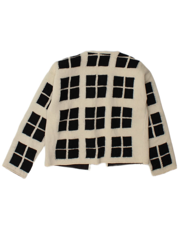 Seventy Suéter Cárdigan Abierto Corto Para Mujer IT 42 Medium Off White Geométrico
