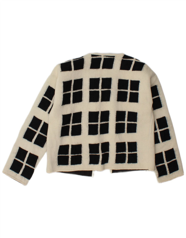 Seventy Suéter Cárdigan Abierto Corto Para Mujer IT 42 Medium Off White Geométrico