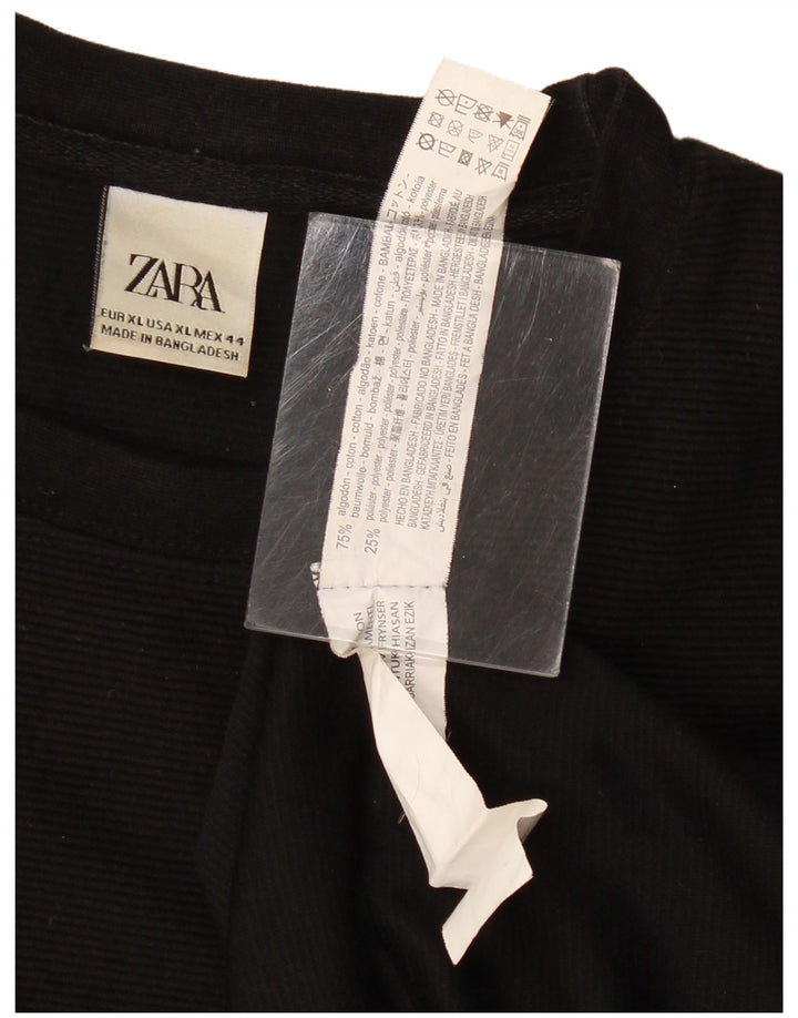 Zara Hombre Camiseta Top XL Algodón Negro