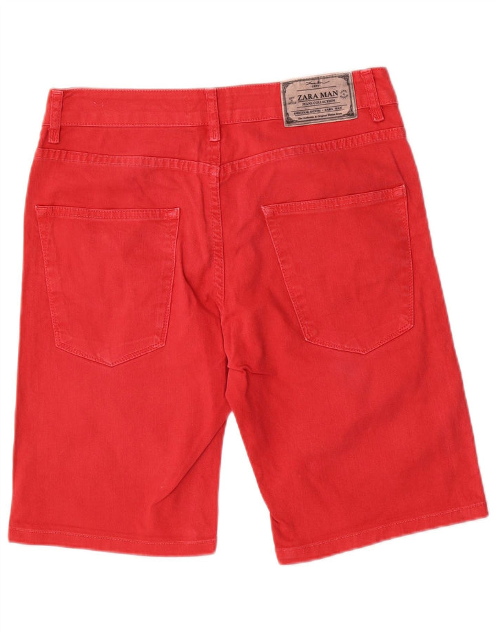 Zara Pantalones cortos de mezclilla para hombre EU 40 Medium W31 Rojo