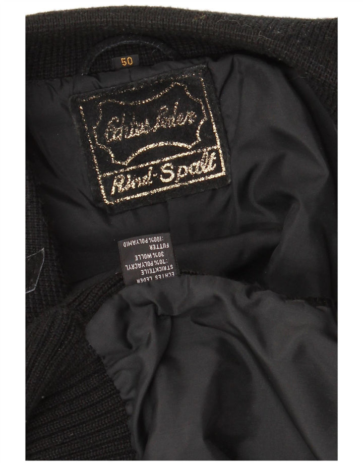 VINTAGE Chaqueta bomber de ante para hombre EU 50 Cuero negro grande