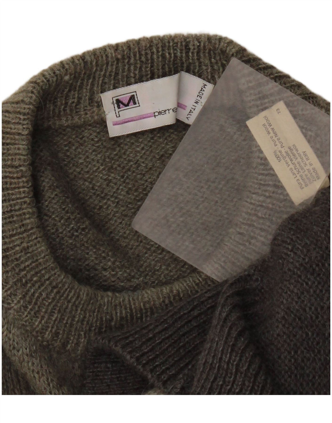 Pierre Monet Jersey De Cuello Redondo Para Hombre XL Gris Geométrico Lana Virgen