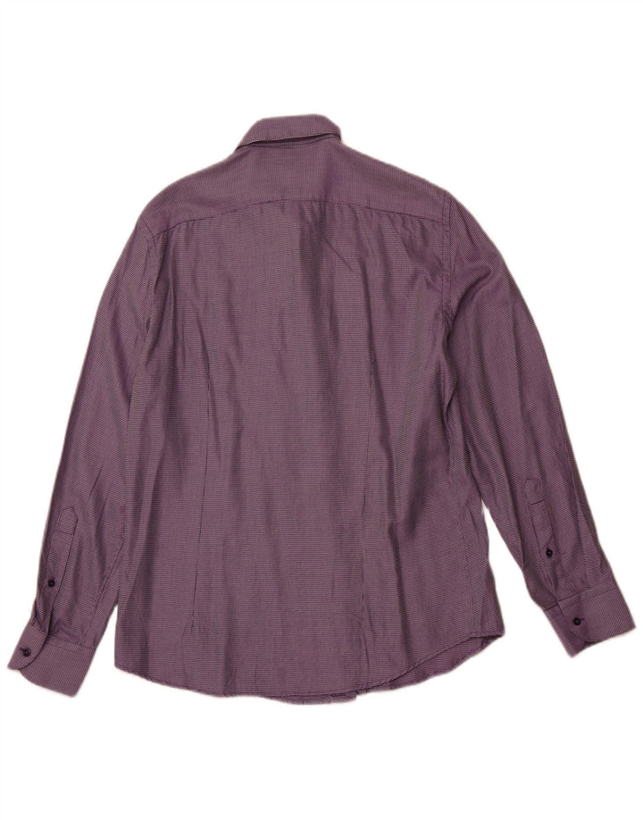 TRUSSARDI Camisa para hombre Talla 41 Mediana Púrpura Manchada
