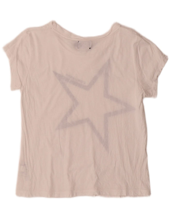 Converse Mujer Camiseta Gráfica Top UK 14 Grande Algodón Blanco