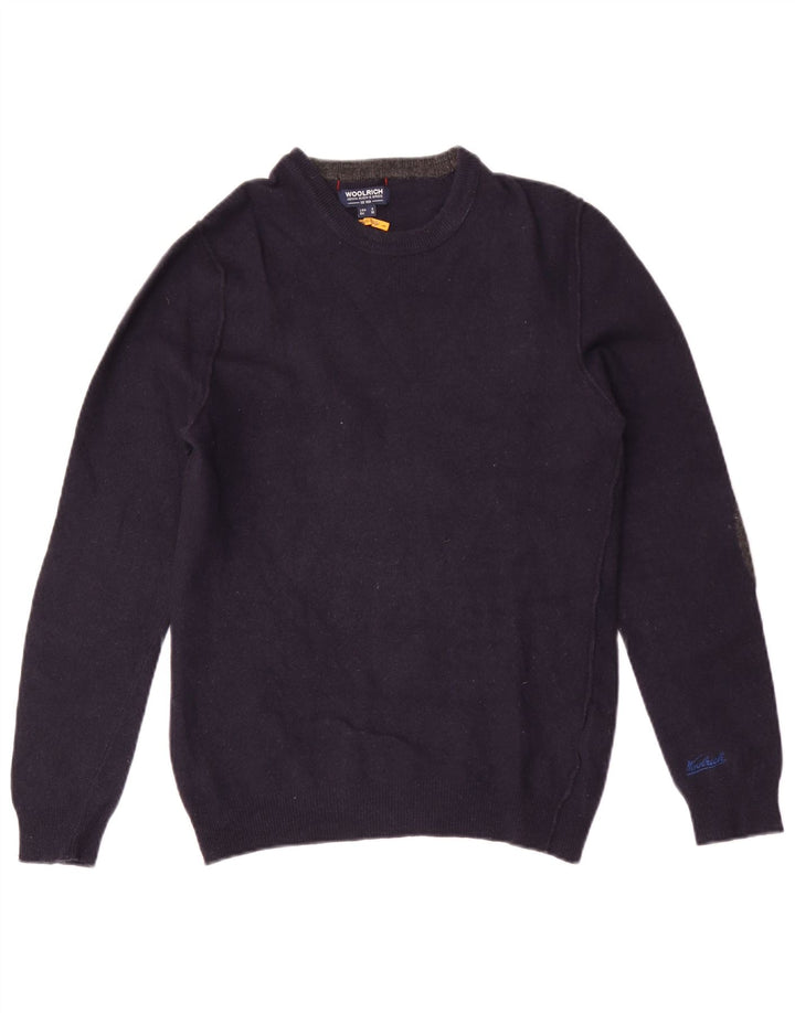 Woolrich Jersey De Cuello Redondo Para Hombre Jersey De Lana Azul Marino Pequeño