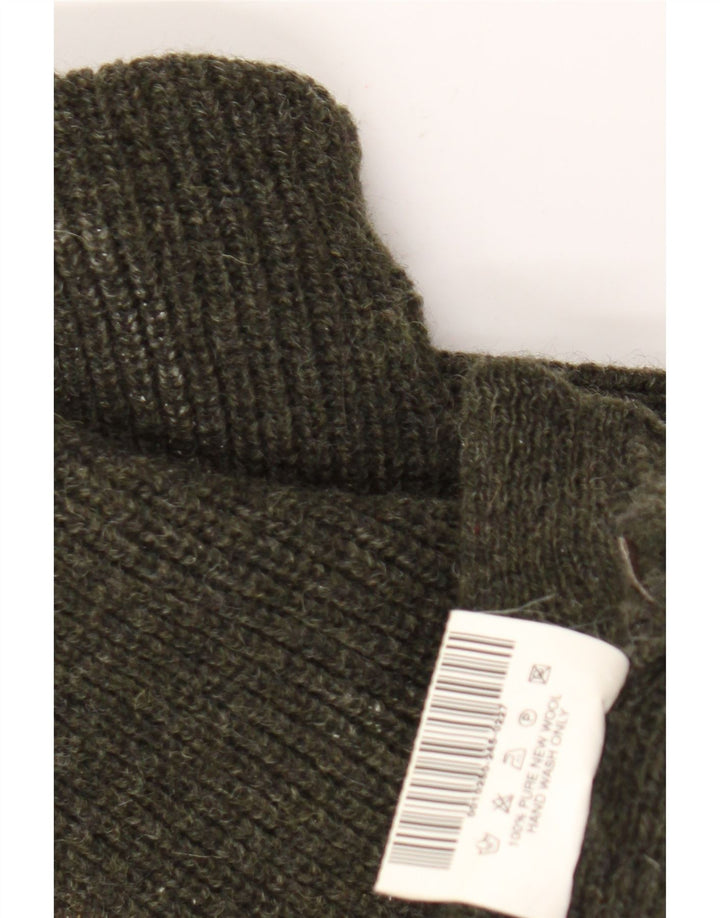 Barbour Jersey De Cuello Con Cremallera Para Hombre XL Caqui Lana Nueva