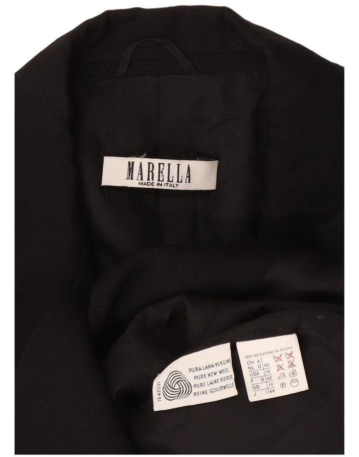 Marella Chaqueta Blazer de 1 Botón para Mujer UK 44 Grande Lana Negra