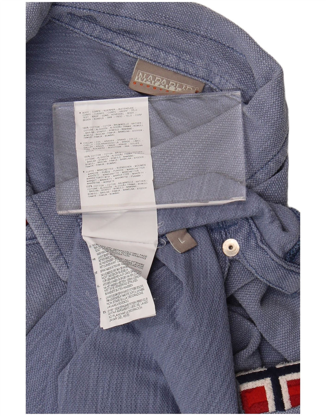 Napapijri Polo con gráfico geográfico para hombre, algodón azul grande