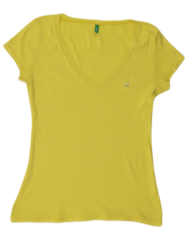 Benetton Camiseta Mujer UK 40 Small Amarillo
