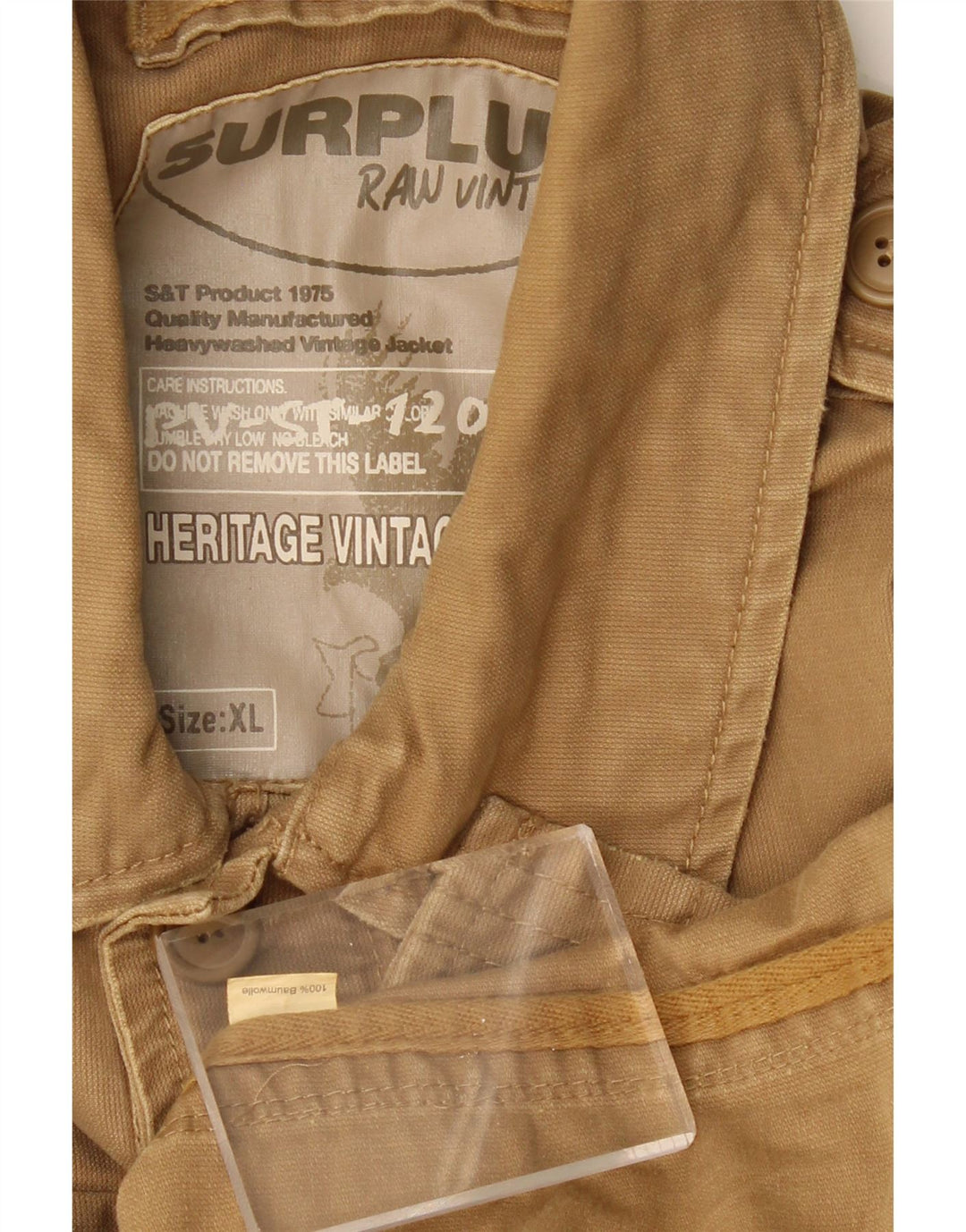 SURPLUS Chaqueta militar para hombre ES 42 XL Algodón beige
