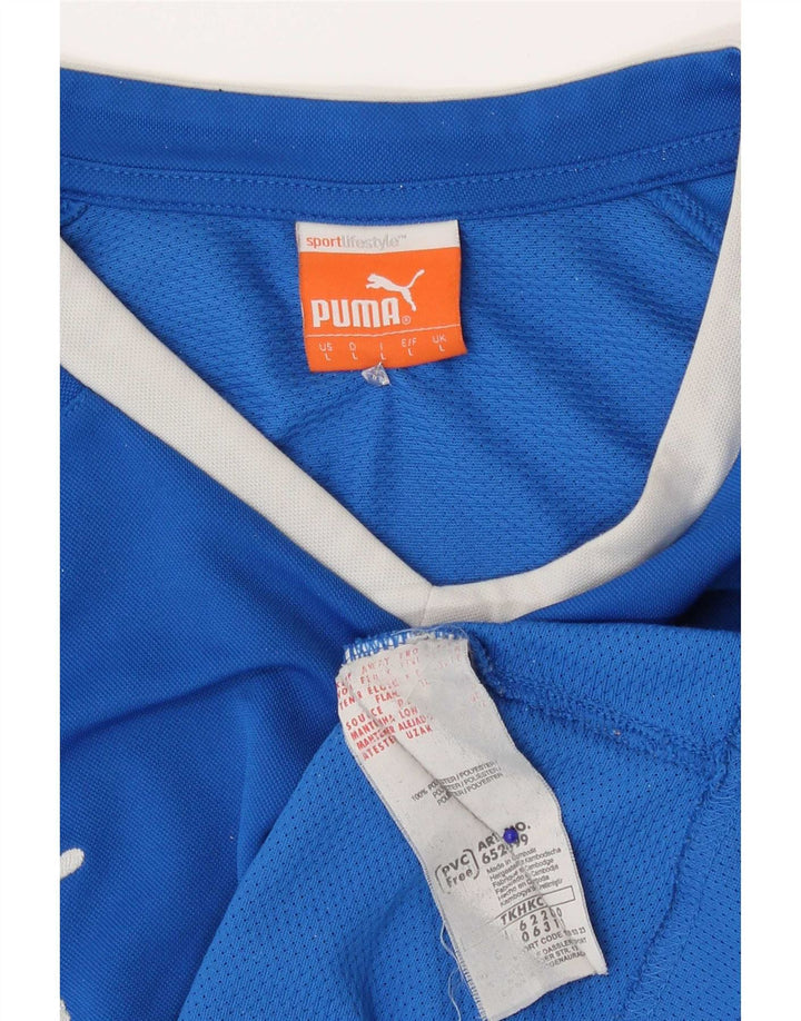 Puma Camiseta para hombre Top Large Azul Colorblock Poliéster