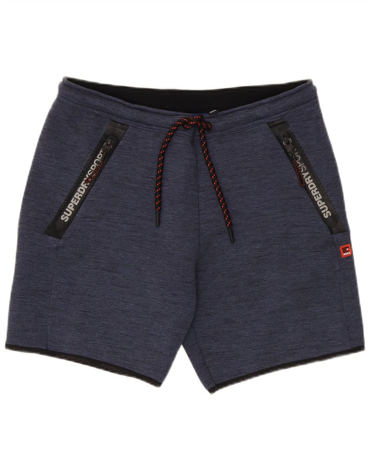 Superdry Pantalones cortos deportivos para hombre, tamaño grande, poliéster azul marino