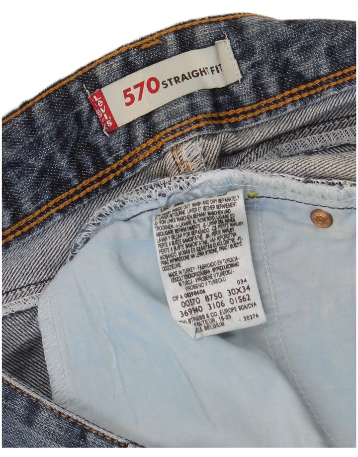 LEVI'S Vaqueros Rectos 570 Mujer W30 L34 Algodón Azul