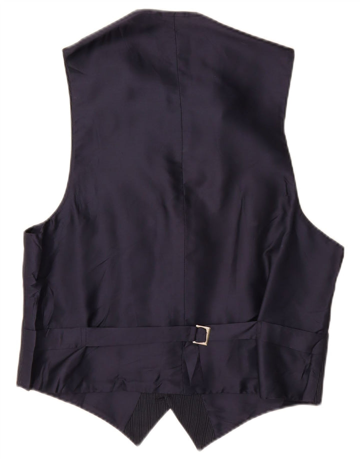 Chaleco vintage para hombre pequeño azul marino a rayas