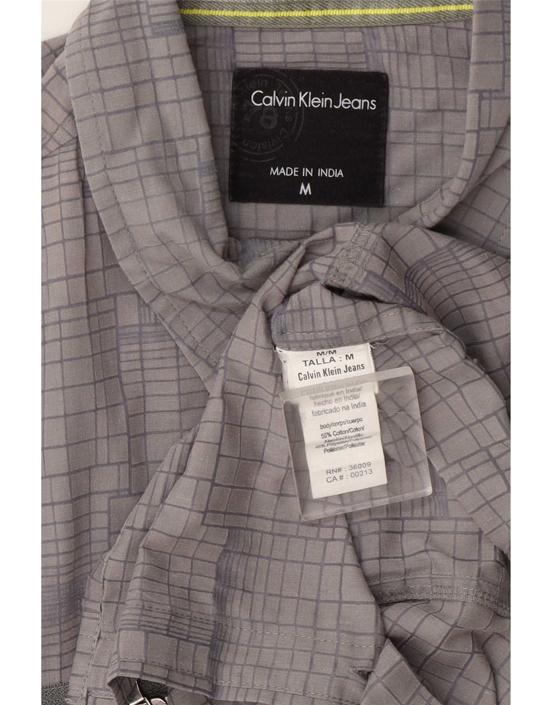 Camisa Calvin Klein Jeans Hombre Algodón A Cuadros Gris Medio
