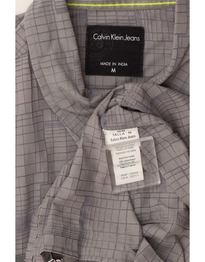 Camisa Calvin Klein Jeans Hombre Algodón A Cuadros Gris Medio