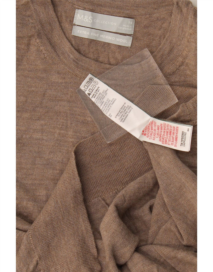 Marks & Spencer Suéter tipo jersey con cuello redondo para mujer UK 44 Marrón medio moteado