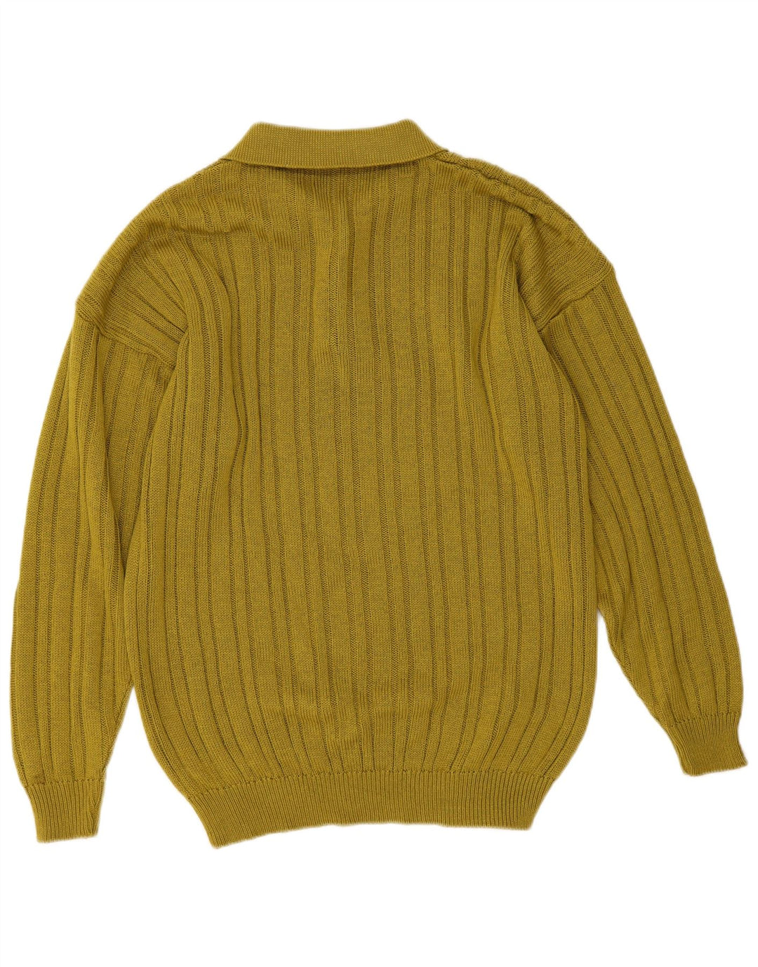 Vintage hombres polo cuello jersey suéter medio verde algodón