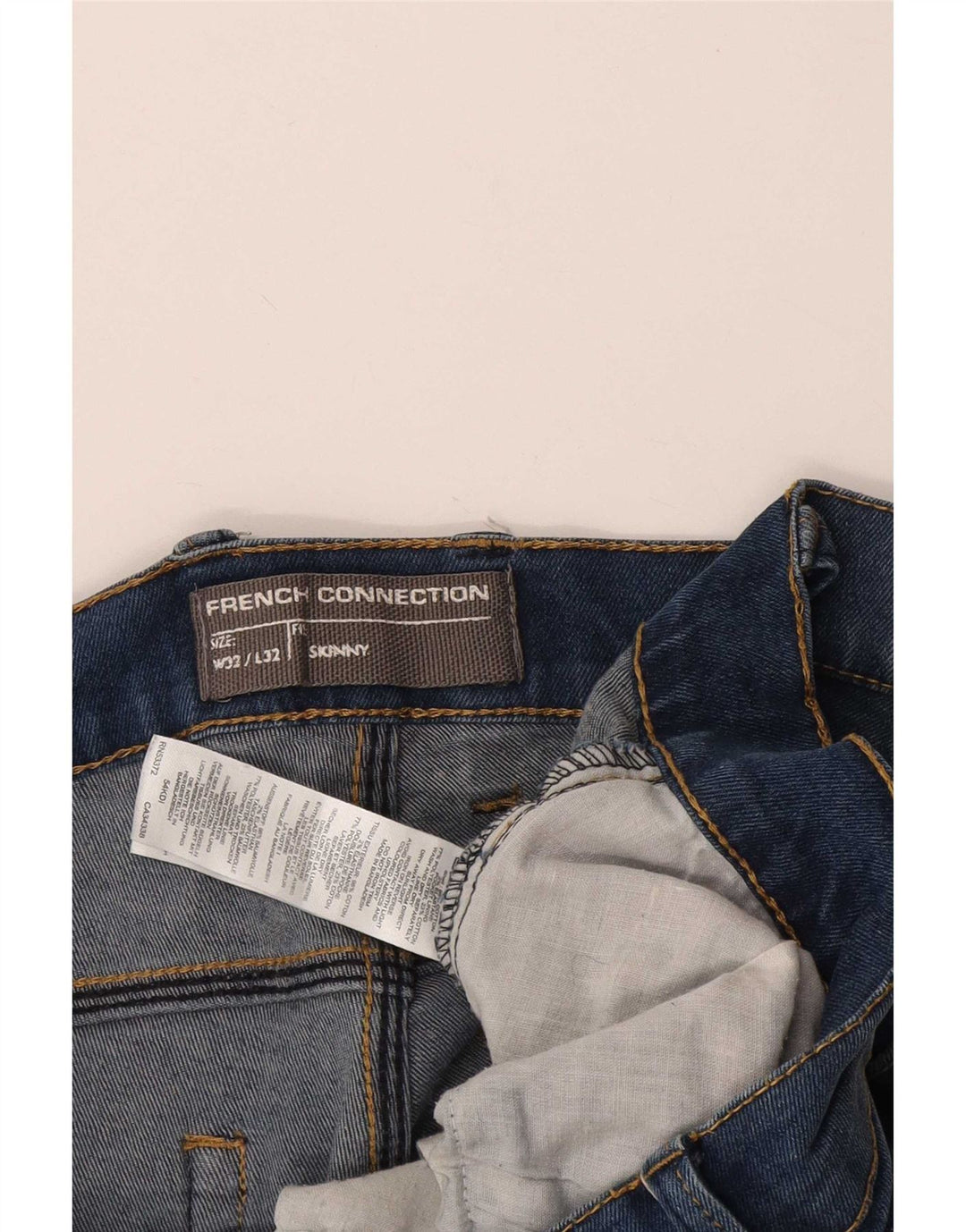 French Connection Pantalones cortos de mezclilla ajustados para hombre W32 Algodón azul medio