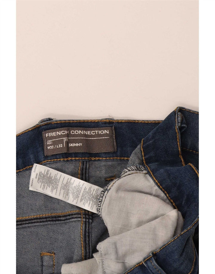 French Connection Pantalones cortos de mezclilla ajustados para hombre W32 Algodón azul medio