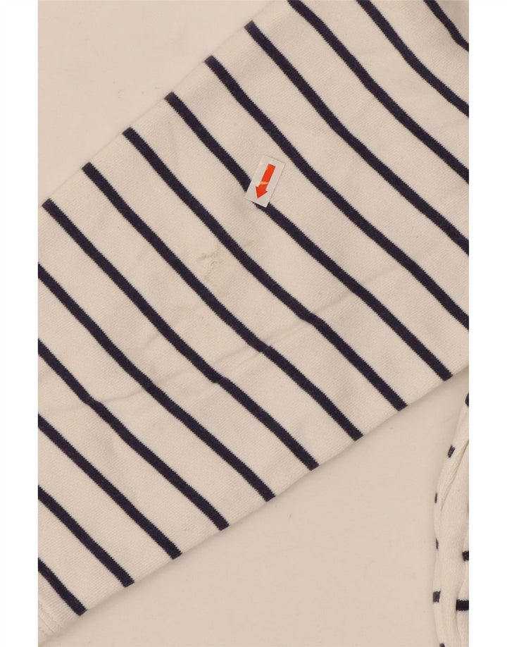 CREW CLOTHING Sudadera con cuello y cremallera para mujer, talla 40, talla grande, color blanco a rayas