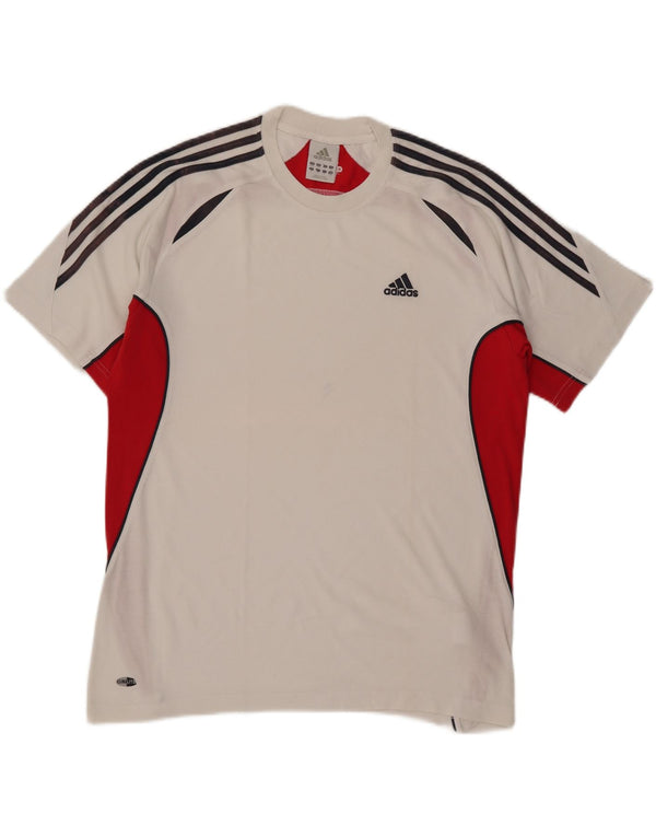 Adidas Mens Climalite Camiseta Top UK 40/42 Medium Blanco Colorblock