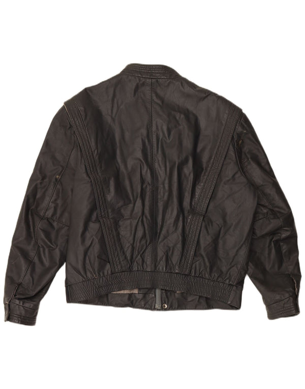 VINTAGE Chaqueta de cuero para hombre Reino Unido 40 Cuero gris grande
