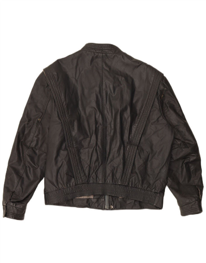 VINTAGE Chaqueta de cuero para hombre Reino Unido 40 Cuero gris grande