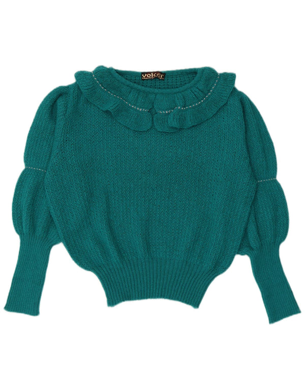 Vintage mujer barco cuello jumper suéter IT 46 Mohair verde grande