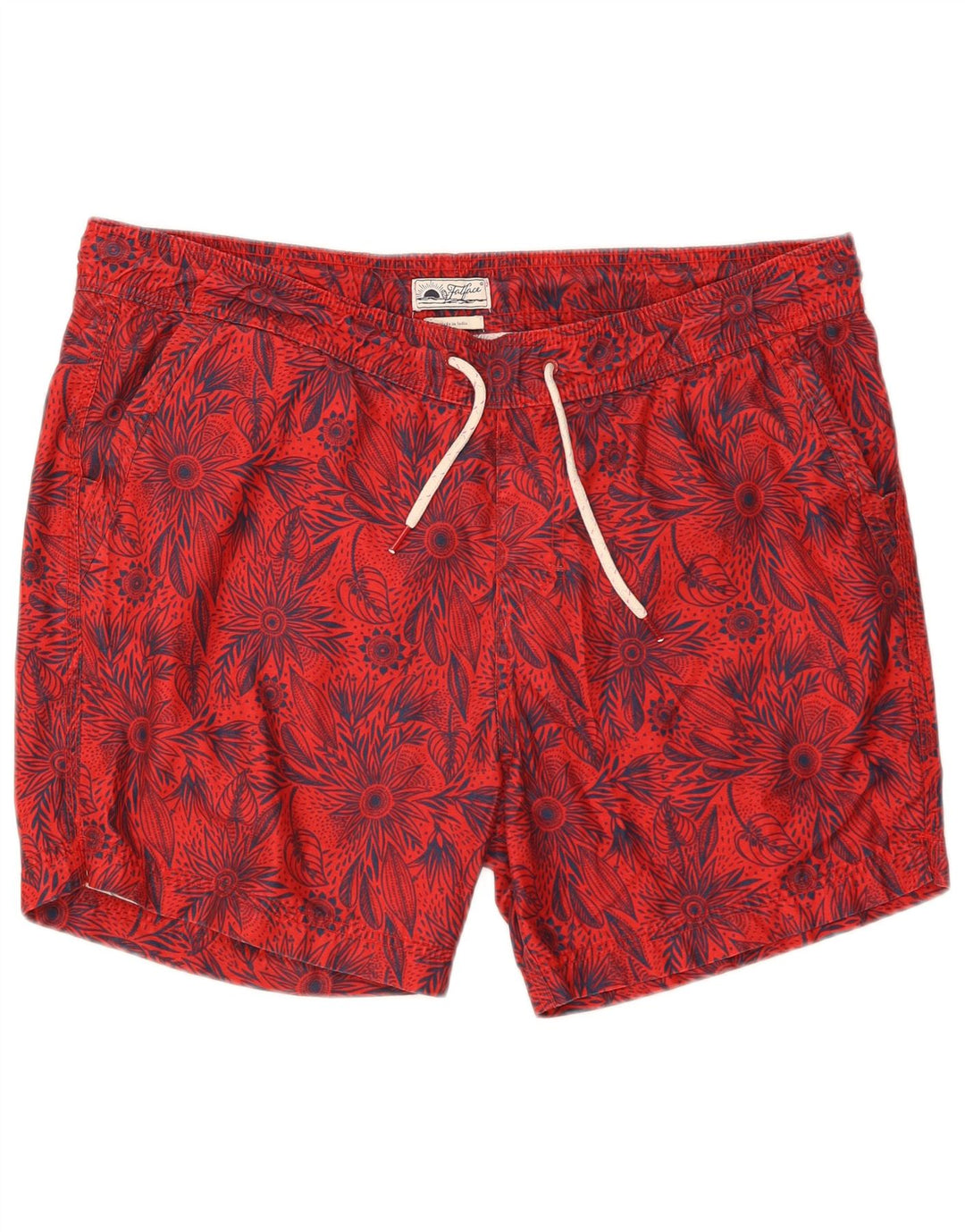 FAT FACE Bañador para hombre con estampado floral rojo grande
