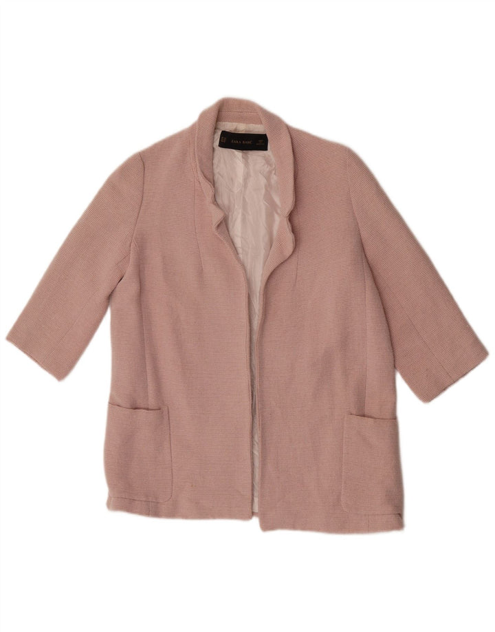 ZARA Chaqueta tipo blazer abierta de manga 3/4 para mujer UK 6 XS Rosa