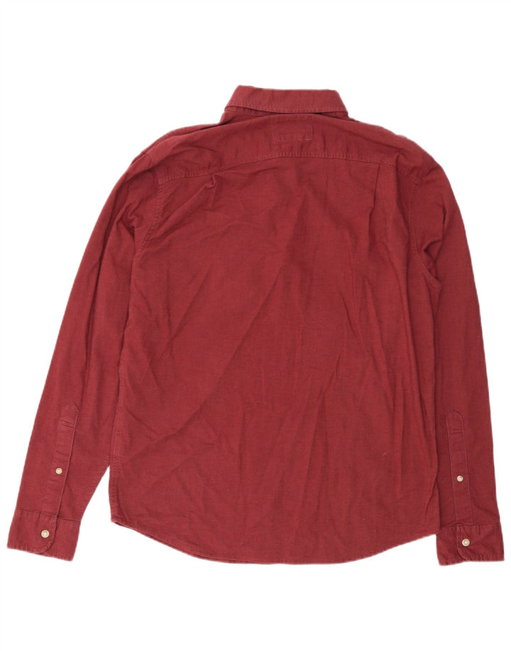 HOLLISTER Camisa tipo jersey elástica para hombre, tamaño grande, algodón burdeos
