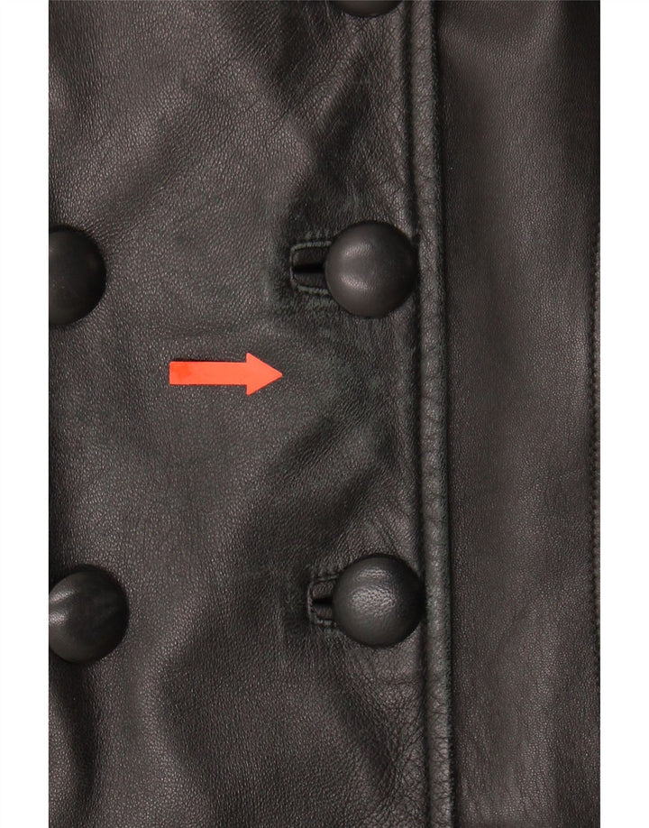 VINTAGE Womens Leather Coat IT 44 Medium Black Leather Vintage Vintage and Second-Hand Vintage from Messina Hembry 