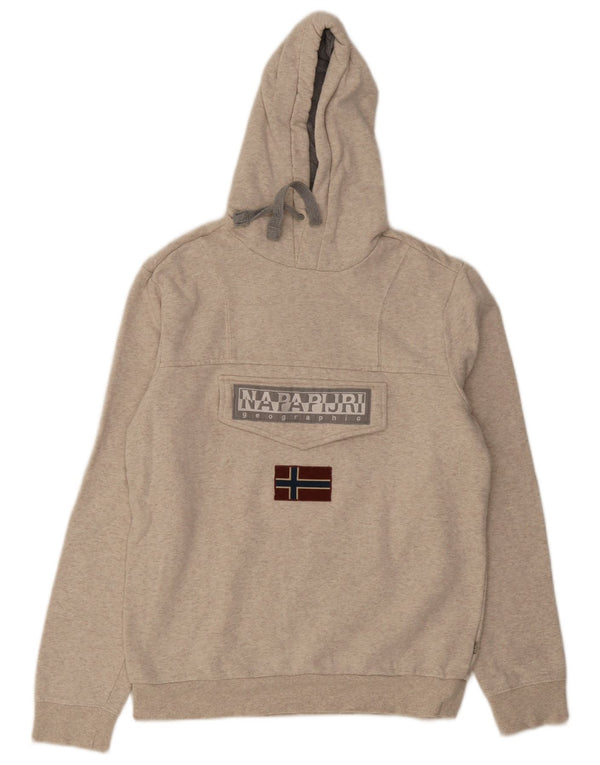 Napapijri Hombre Sudadera Con Capucha Gráfica Jersey De Algodón Beige Medio
