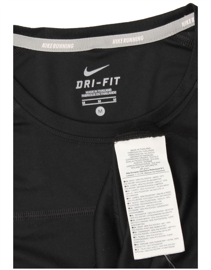 Nike Mujer Dri Fit Camiseta Top UK 12 Mediano Negro Poliéster